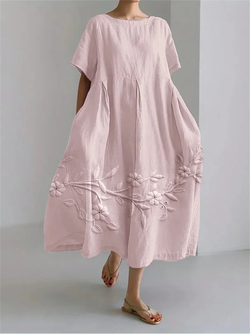 Women Floral Embroidered Midi Dress | Liza