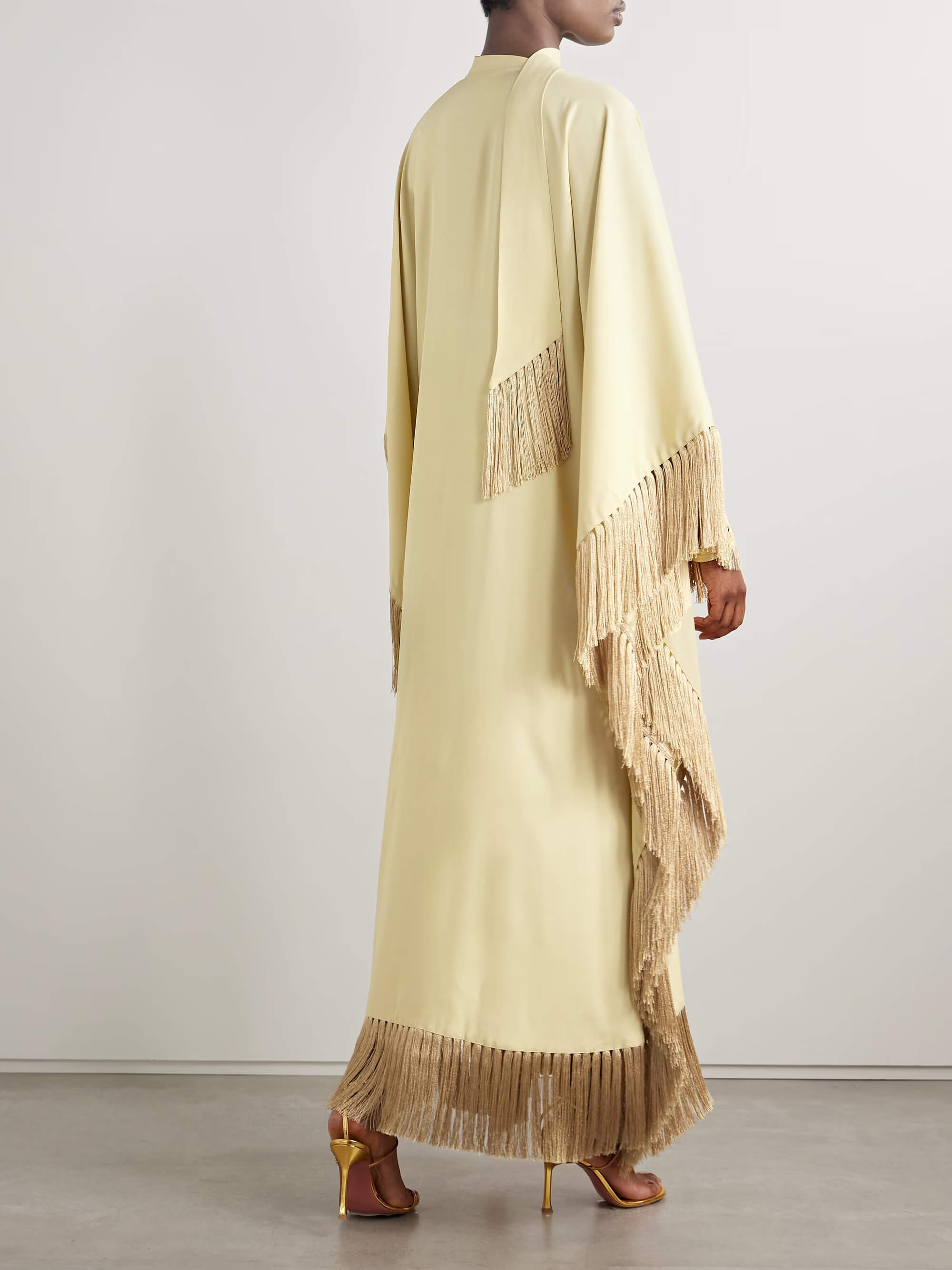 Woman Fringe Crepe Kaftan Dress | Celosia