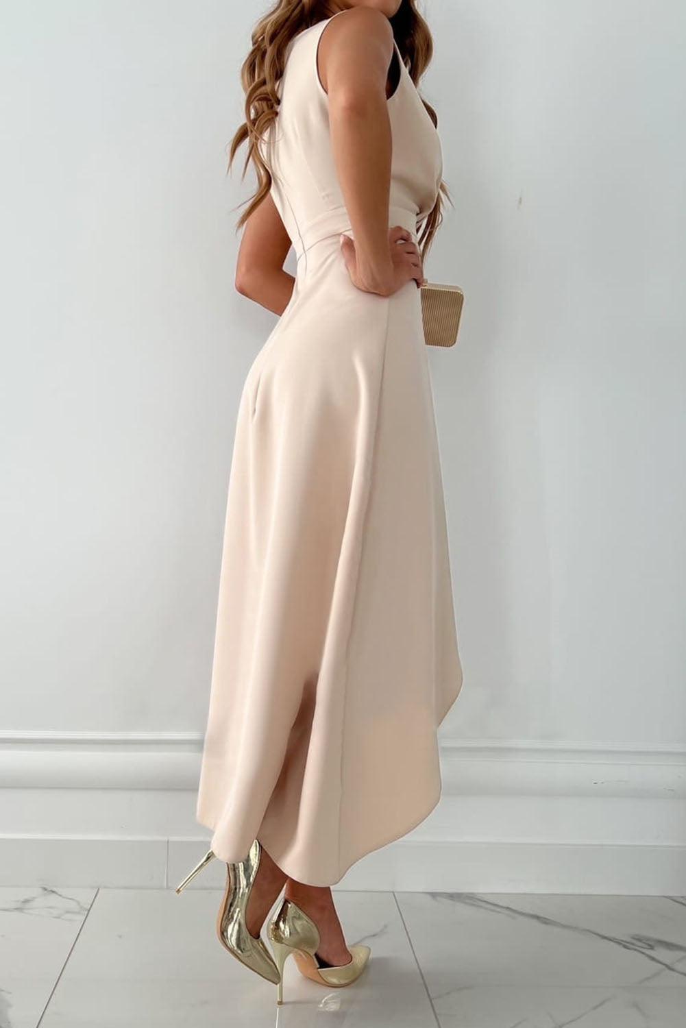 Women Chic V-Neck Wrap Dress with Split | Sabrina