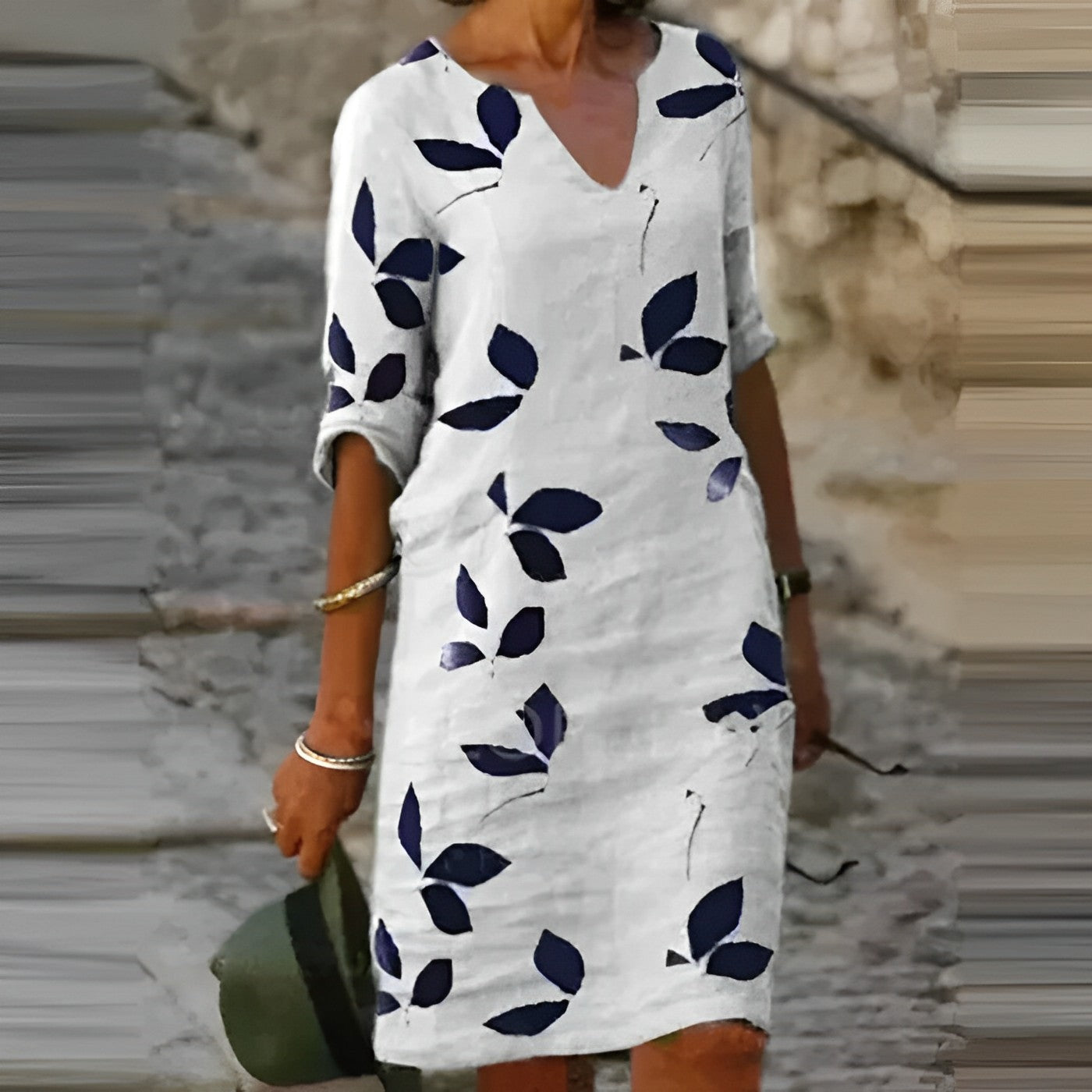 Women Bohemian Leaf Print Dress | Delilah
