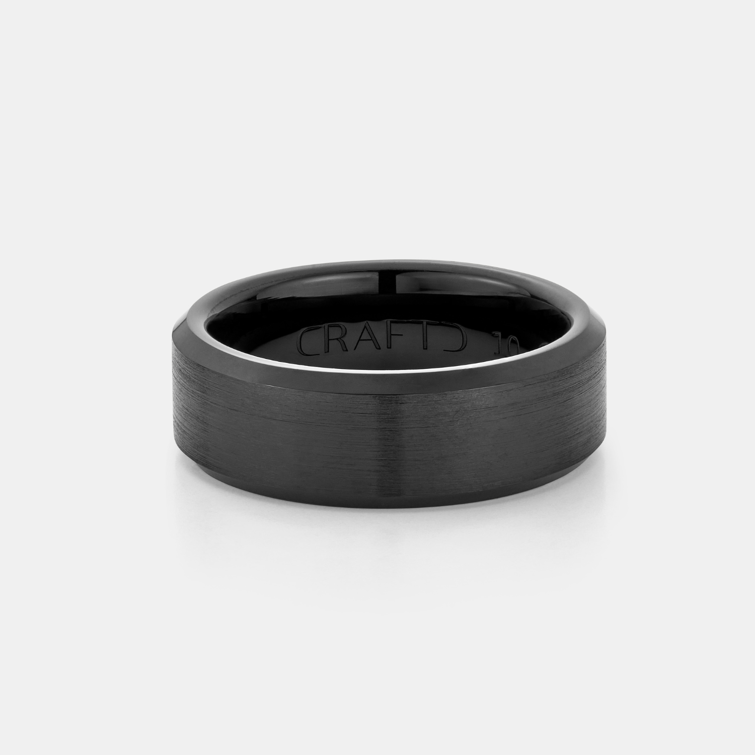 Bevelled Wedding Ring (Black) 8mm