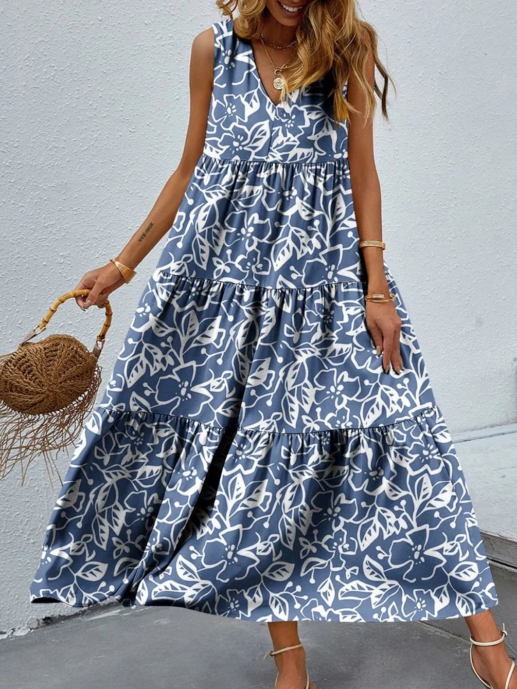 Women Bohemian Inspired Floral Maxi Dress | Katie