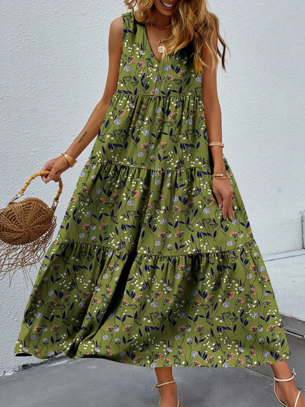 Women Bohemian Inspired Floral Maxi Dress | Katie