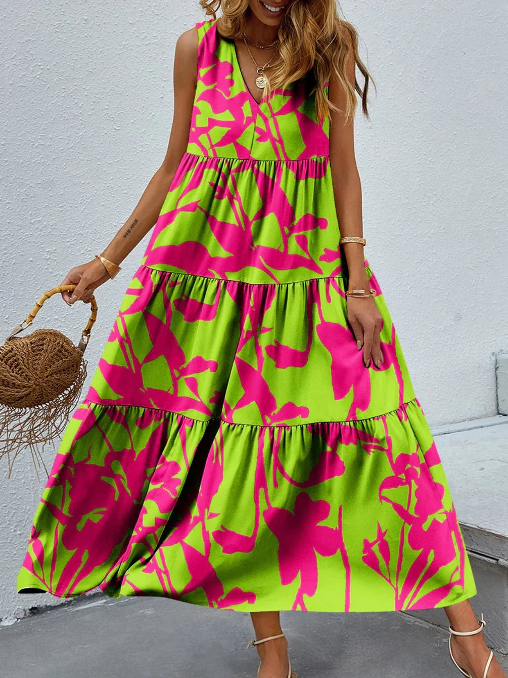Women Bohemian Inspired Floral Maxi Dress | Katie